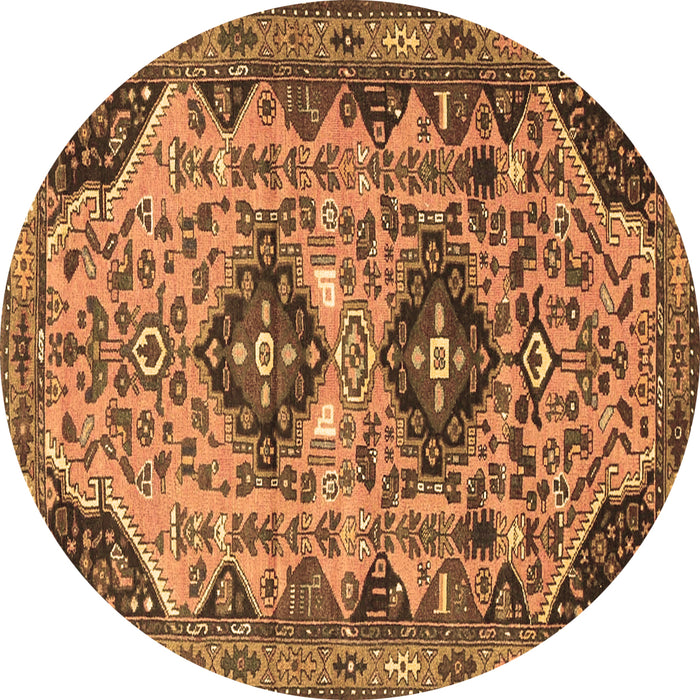 Round Machine Washable Persian Brown Traditional Rug, wshtr4566brn