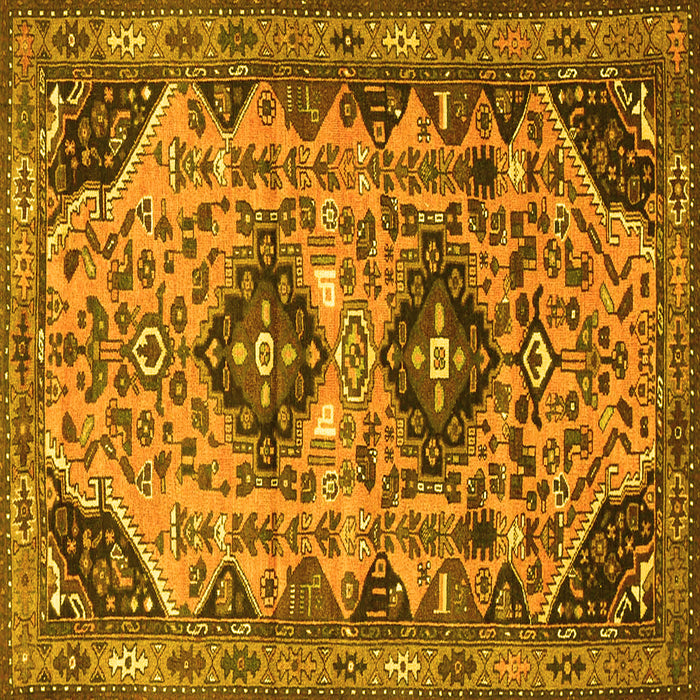 Square Machine Washable Persian Yellow Traditional Rug, wshtr4566yw