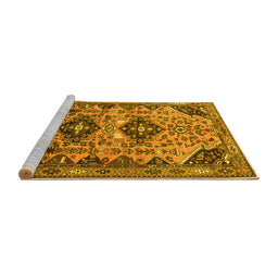 Sideview of Machine Washable Persian Yellow Traditional Rug, wshtr4566yw