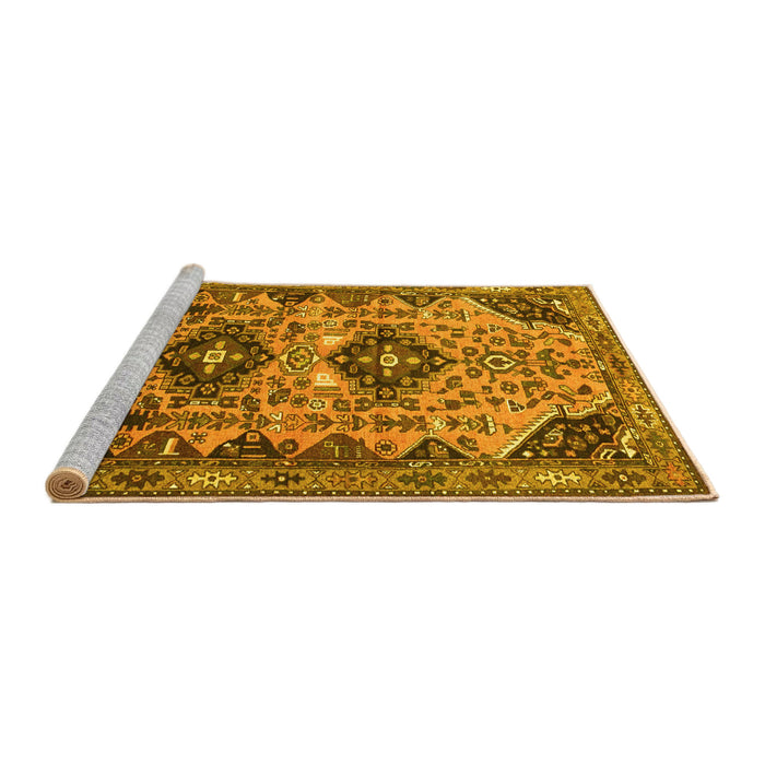 Sideview of Machine Washable Persian Yellow Traditional Rug, wshtr4566yw
