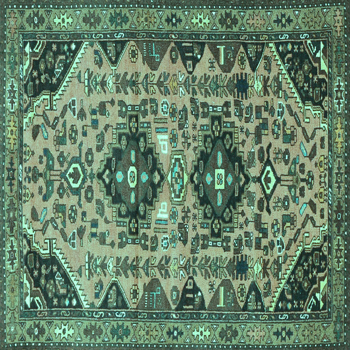 Square Machine Washable Persian Turquoise Traditional Area Rugs, wshtr4566turq