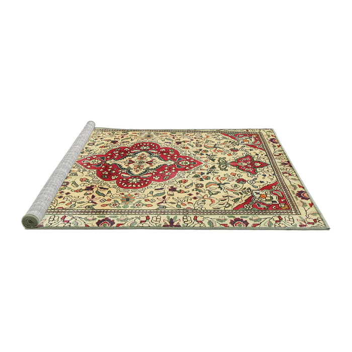 Sideview of Machine Washable Traditional Gold Rug, wshtr4567