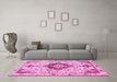 Machine Washable Persian Pink Traditional Rug in a Living Room, wshtr4567pnk