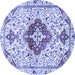 Round Persian Blue Traditional Rug, tr4567blu