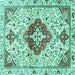 Square Machine Washable Persian Turquoise Traditional Area Rugs, wshtr4567turq