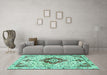 Machine Washable Persian Turquoise Traditional Area Rugs in a Living Room,, wshtr4567turq