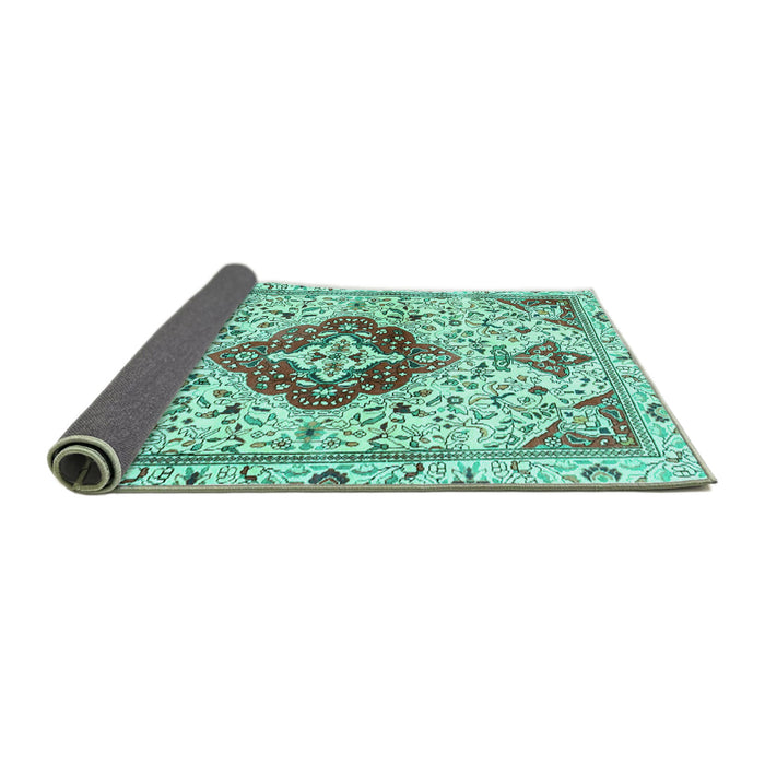 Sideview of Persian Turquoise Traditional Rug, tr4567turq