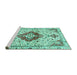 Sideview of Machine Washable Persian Turquoise Traditional Area Rugs, wshtr4567turq