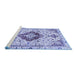 Sideview of Machine Washable Persian Blue Traditional Rug, wshtr4567blu