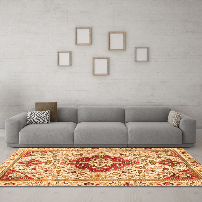 Machine Washable Persian Orange Traditional Area Rugs in a Living Room, wshtr4567org
