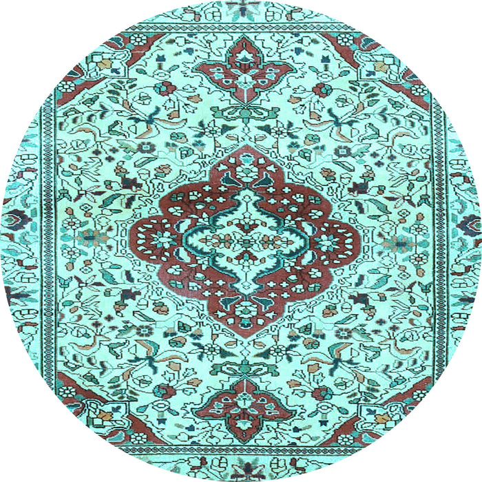 Round Persian Light Blue Traditional Rug, tr4567lblu