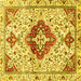 Square Machine Washable Persian Yellow Traditional Rug, wshtr4567yw