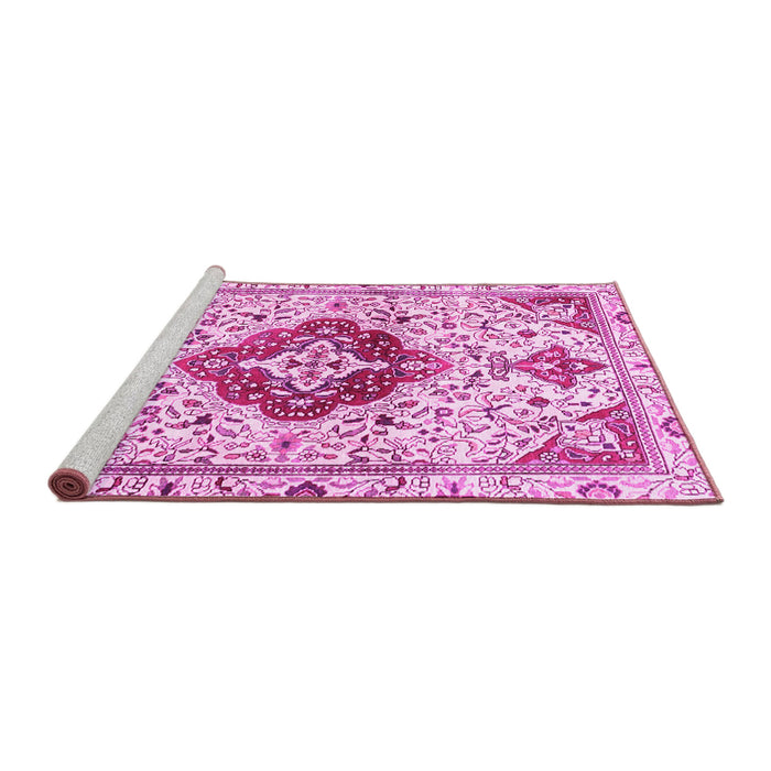 Sideview of Machine Washable Persian Pink Traditional Rug, wshtr4567pnk