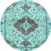 Round Machine Washable Persian Light Blue Traditional Rug, wshtr4567lblu