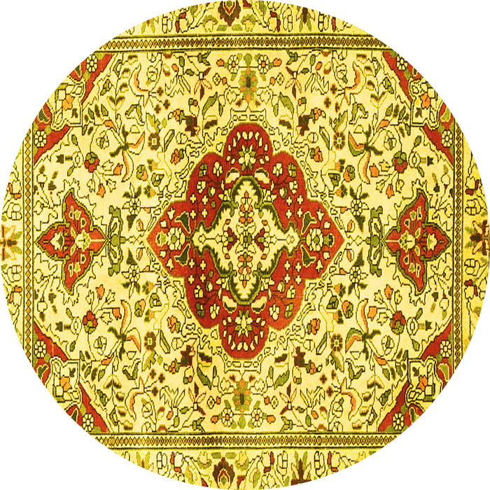 Round Persian Yellow Traditional Rug, tr4567yw