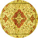 Round Persian Yellow Traditional Rug, tr4567yw