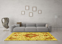 Machine Washable Persian Yellow Traditional Rug, wshtr4567yw