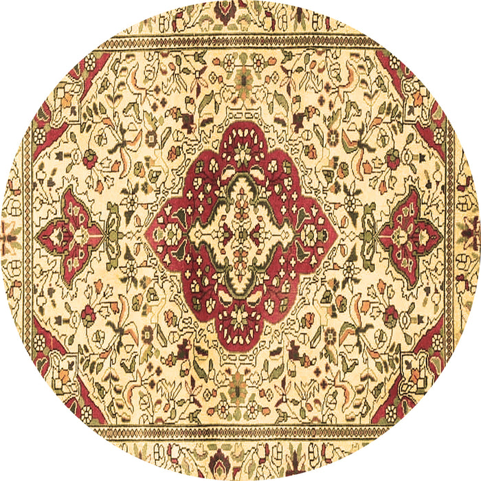 Round Persian Brown Traditional Rug, tr4567brn
