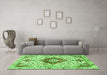 Machine Washable Persian Green Traditional Area Rugs in a Living Room,, wshtr4567grn