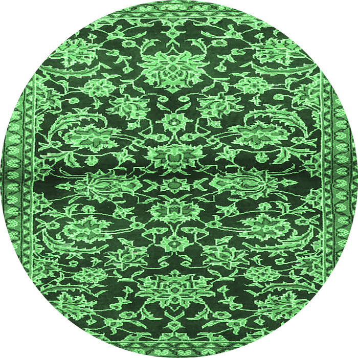 Round Persian Emerald Green Traditional Rug, tr4568emgrn