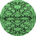 Round Persian Emerald Green Traditional Rug, tr4568emgrn
