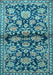 Machine Washable Persian Light Blue Traditional Rug, wshtr4568lblu