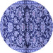 Round Machine Washable Persian Blue Traditional Rug, wshtr4568blu