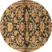 Round Persian Brown Traditional Rug, tr4568brn