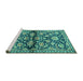 Sideview of Machine Washable Persian Turquoise Traditional Area Rugs, wshtr4568turq