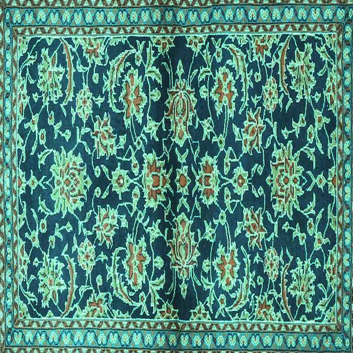 Square Machine Washable Persian Turquoise Traditional Area Rugs, wshtr4568turq