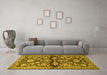 Machine Washable Persian Yellow Traditional Rug in a Living Room, wshtr4568yw