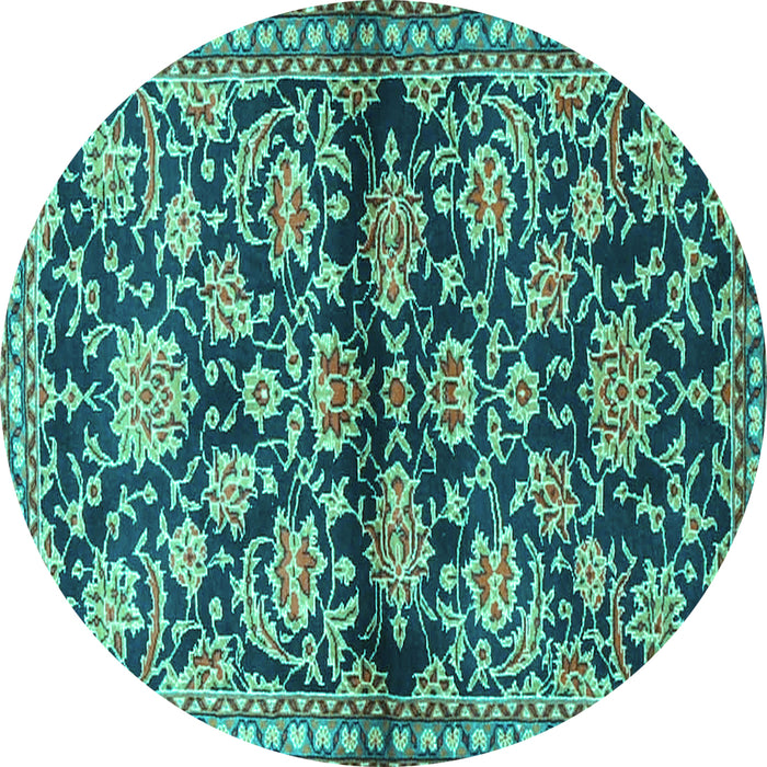 Round Persian Turquoise Traditional Rug, tr4568turq