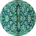 Round Persian Turquoise Traditional Rug, tr4568turq