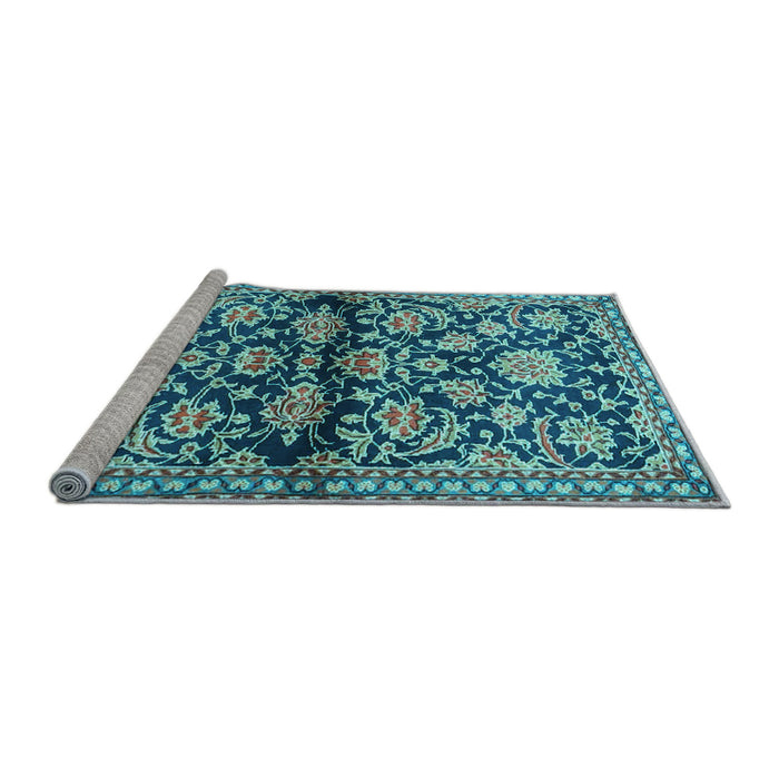 Sideview of Machine Washable Persian Light Blue Traditional Rug, wshtr4568lblu