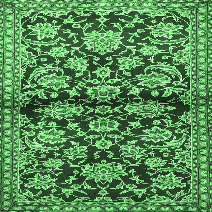 Square Persian Emerald Green Traditional Rug, tr4568emgrn