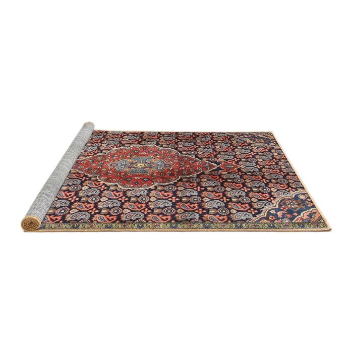 Sideview of Machine Washable Traditional Camel Brown Rug, wshtr4569