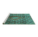 Sideview of Machine Washable Persian Turquoise Traditional Area Rugs, wshtr4569turq