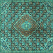 Square Machine Washable Persian Turquoise Traditional Area Rugs, wshtr4569turq