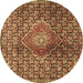 Round Machine Washable Persian Brown Traditional Rug, wshtr4569brn