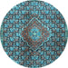 Round Machine Washable Persian Light Blue Traditional Rug, wshtr4569lblu