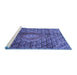 Sideview of Machine Washable Persian Blue Traditional Rug, wshtr4569blu