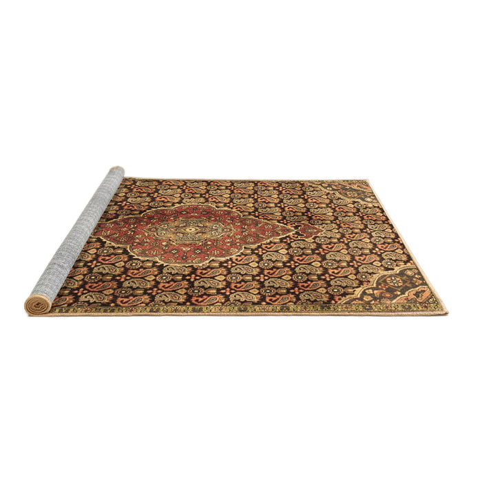 Sideview of Machine Washable Persian Brown Traditional Rug, wshtr4569brn
