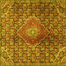 Square Machine Washable Persian Yellow Traditional Rug, wshtr4569yw