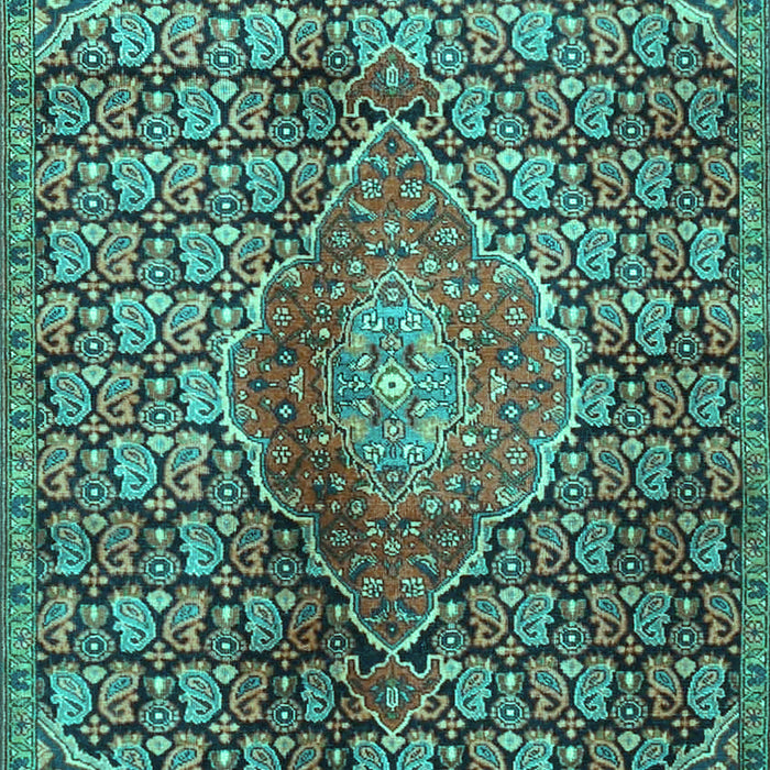 Machine Washable Persian Turquoise Traditional Area Rugs, wshtr4569turq