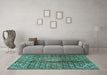 Machine Washable Persian Turquoise Traditional Area Rugs in a Living Room,, wshtr4569turq