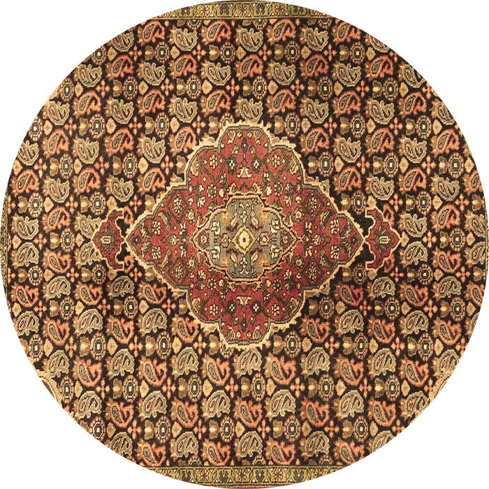 Round Persian Brown Traditional Rug, tr4569brn