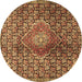 Round Persian Brown Traditional Rug, tr4569brn