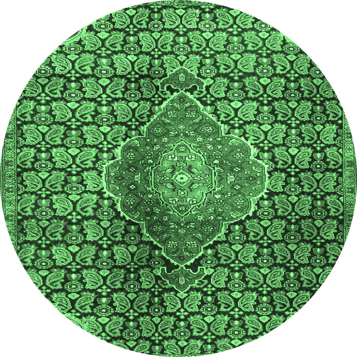 Round Persian Emerald Green Traditional Rug, tr4569emgrn