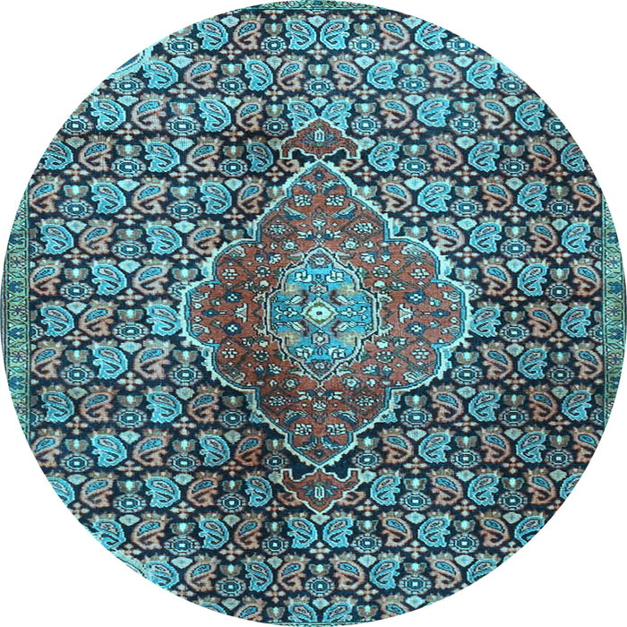 Round Persian Light Blue Traditional Rug, tr4569lblu