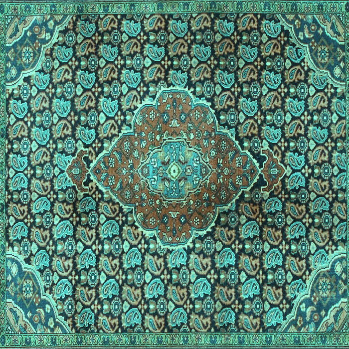 Square Persian Turquoise Traditional Rug, tr4569turq